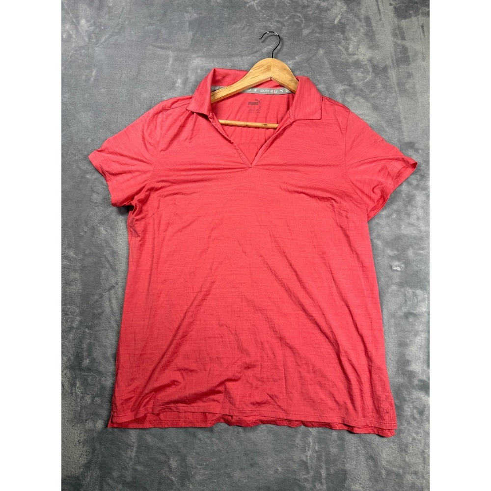 Puma Cloudspun Free Polo Shirt Women XL pink Golf Moisture Wicking Johnny Collar